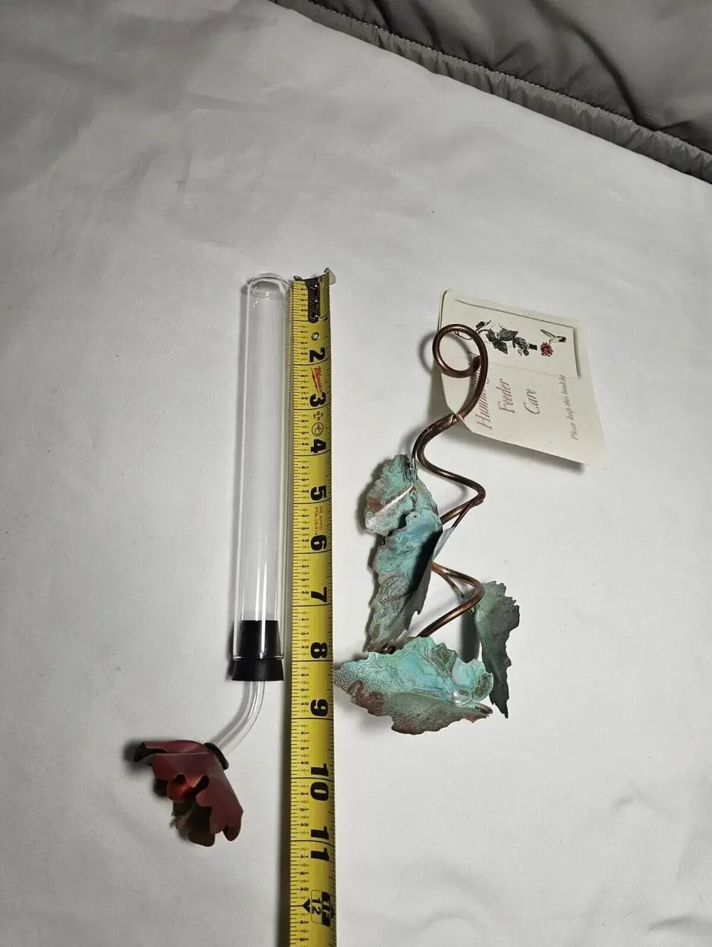 Creative Copper Morning Glory Flower And Leaves Hanging Hummingbird Feeder